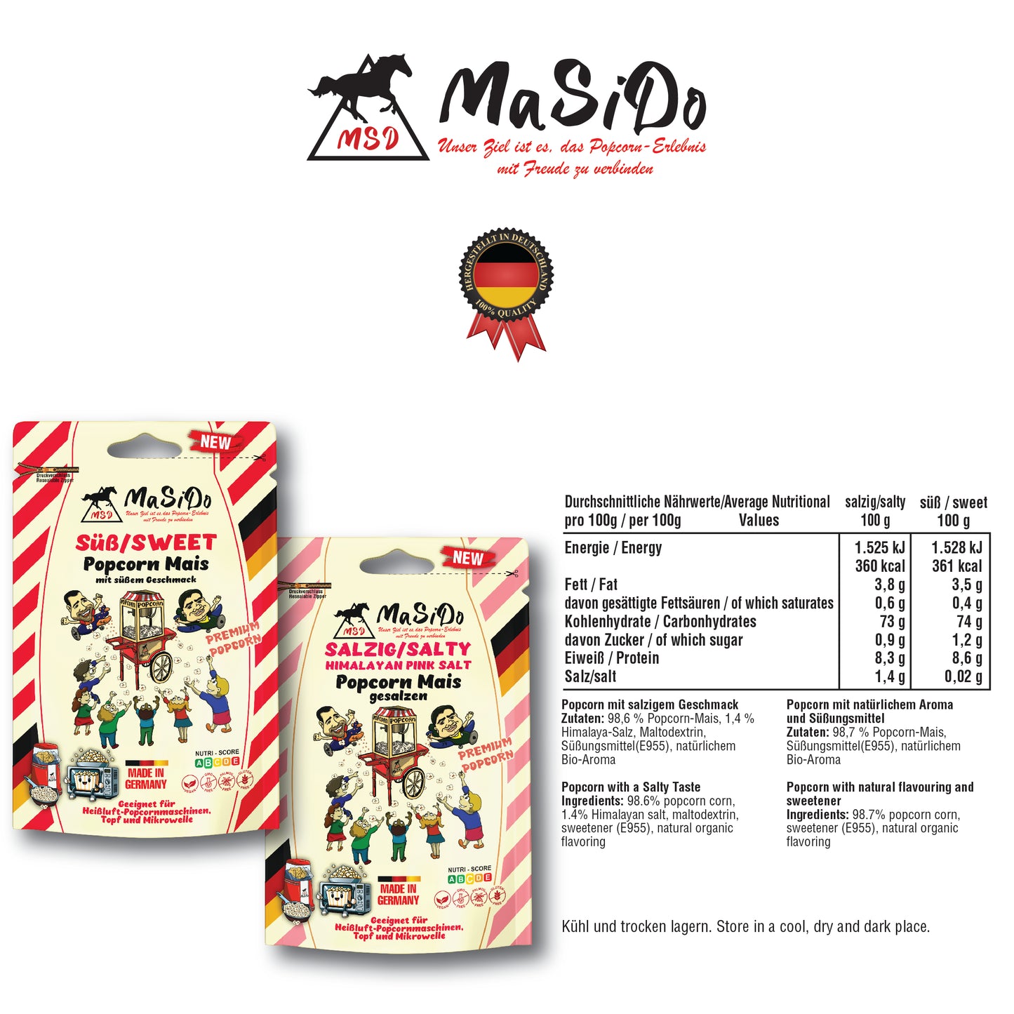 Popcorn-Maschine Kombi-Set – inkl. süßer & salziger Popcorn-Mais aus Deutschland + Becher | MaSiDo