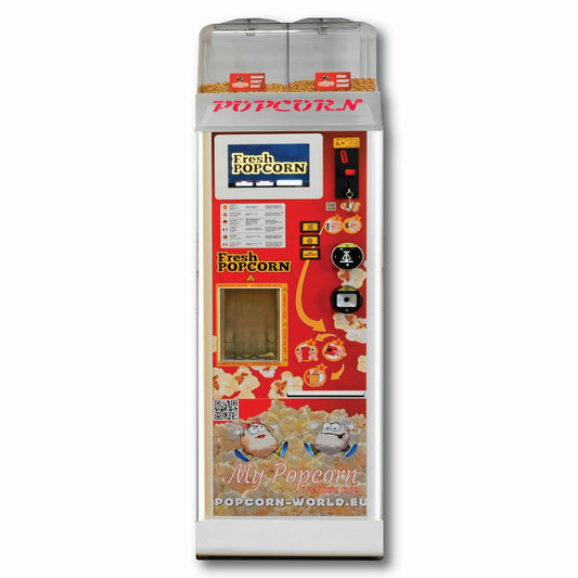 MyPopcorn Star - für 2 Sorten Popcorn + Mix (Mod. 140 EU) aus Edelstahl, Inklusive Halbmond Bildschirm, Nayax Onyx & DOT (QR Scanner) & Telemetrie-Kit- Auf Anfrage