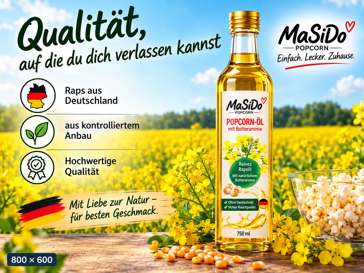 MaSiDo Popcorn-Öl mit Butteraroma 750 ml
