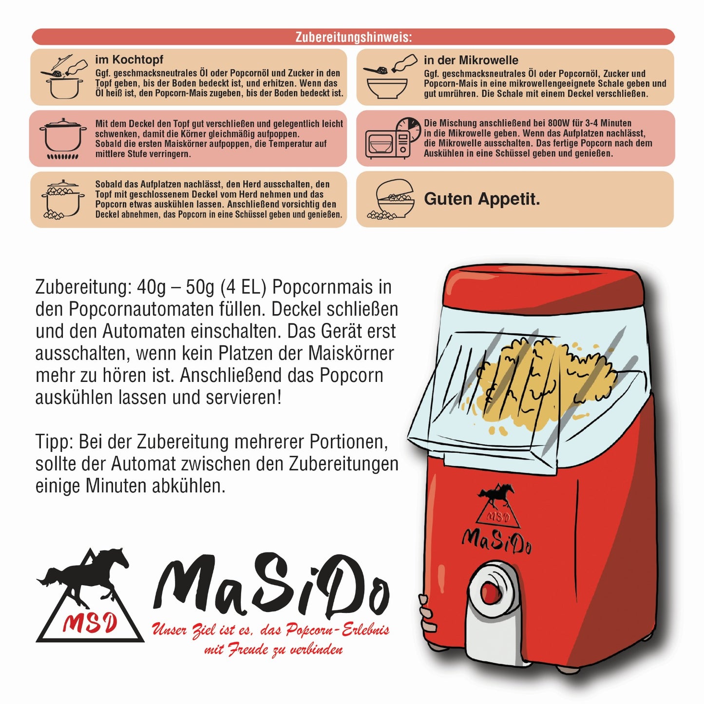 Popcorn-Maschine Kombi-Set – inkl. süßer & salziger Popcorn-Mais aus Deutschland + Becher | MaSiDo