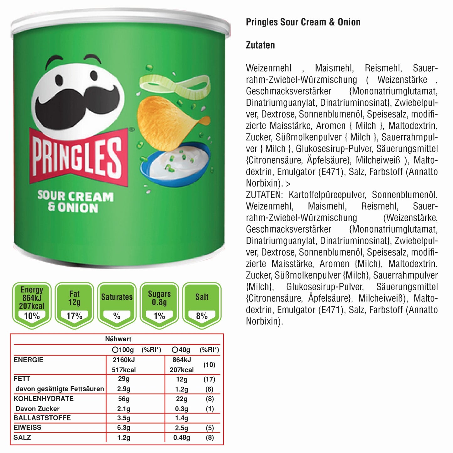 Pringles Mix Palette 1728 Dosen, 4 Sorten à 432 Dosen (0,71€ inkl. 7% MwSt. / Stück) - Auf Anfrage. Jede Dose enthält 40 Gramm Pringles.