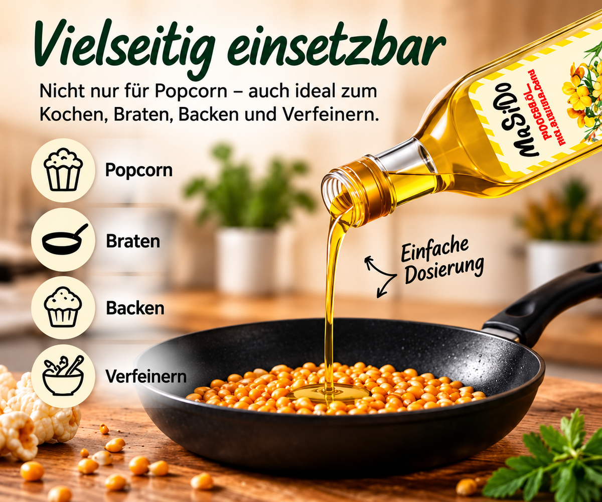 MaSiDo Popcorn-Öl mit Butteraroma 750 ml