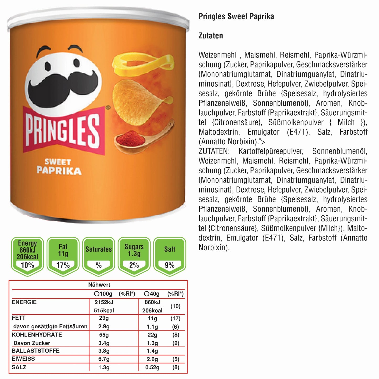 Pringles Mix Palette 1728 Dosen, 4 Sorten à 432 Dosen (0,71€ inkl. 7% MwSt. / Stück) - Auf Anfrage. Jede Dose enthält 40 Gramm Pringles.