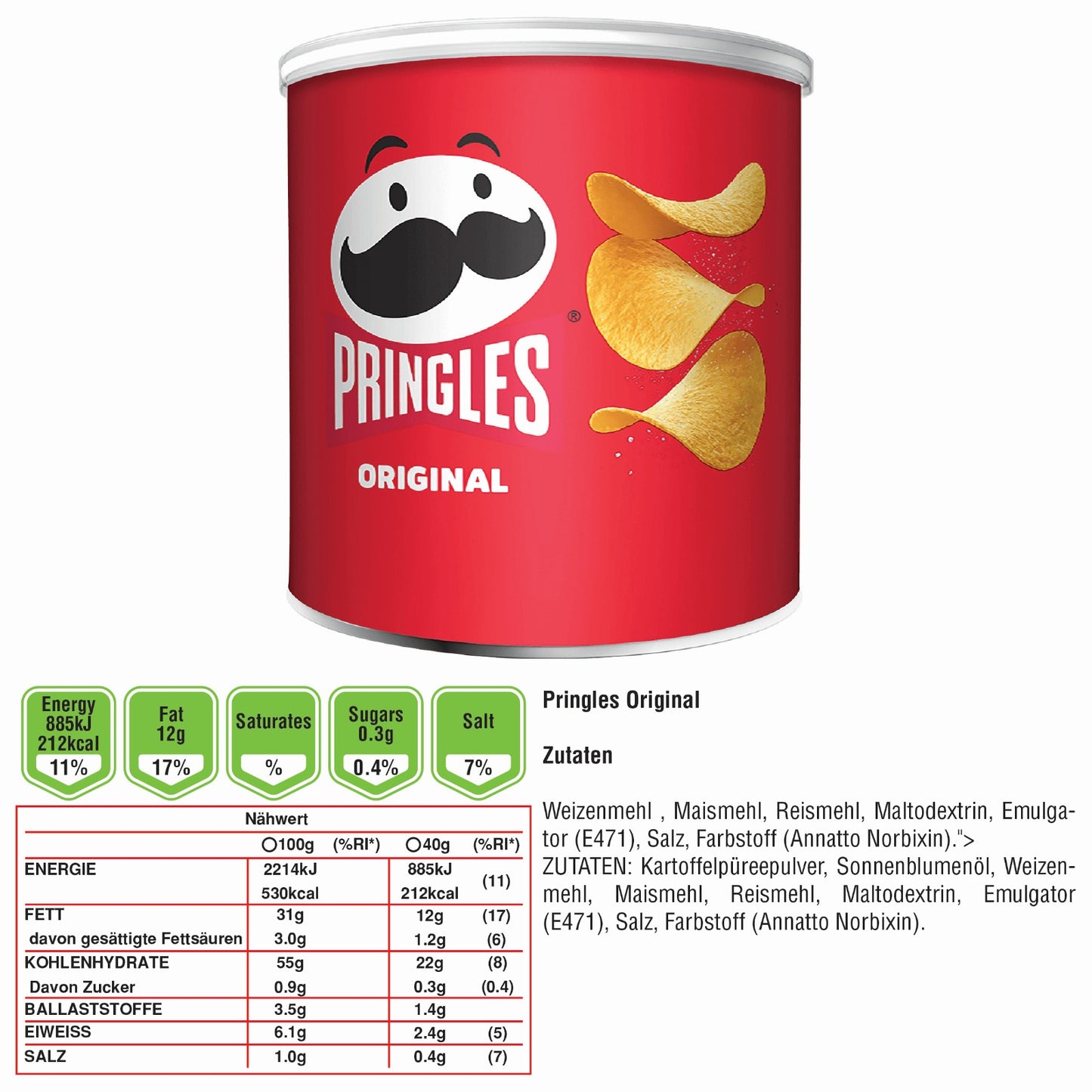 Pringles Mix Palette 1728 Dosen, 4 Sorten à 432 Dosen (0,71€ inkl. 7% MwSt. / Stück) - Auf Anfrage. Jede Dose enthält 40 Gramm Pringles.