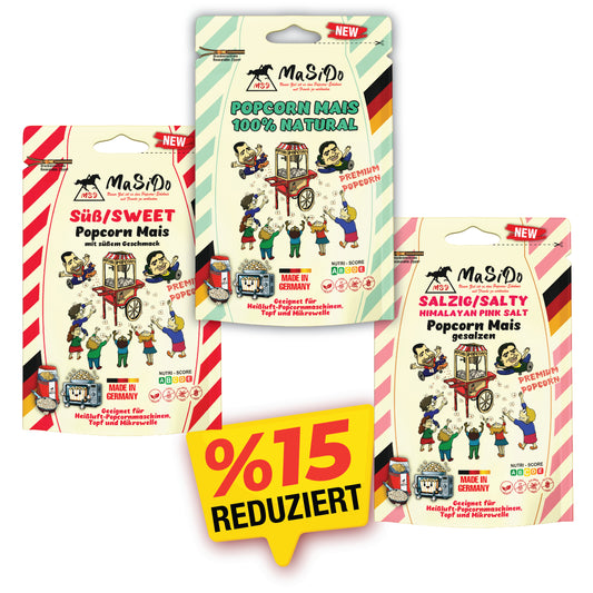2×500 g Popcorn-Mais – Natur: 5,50 €/kg | Süß & Salzig: 7,30 €/kg                 – inkl. 7 % MwSt.