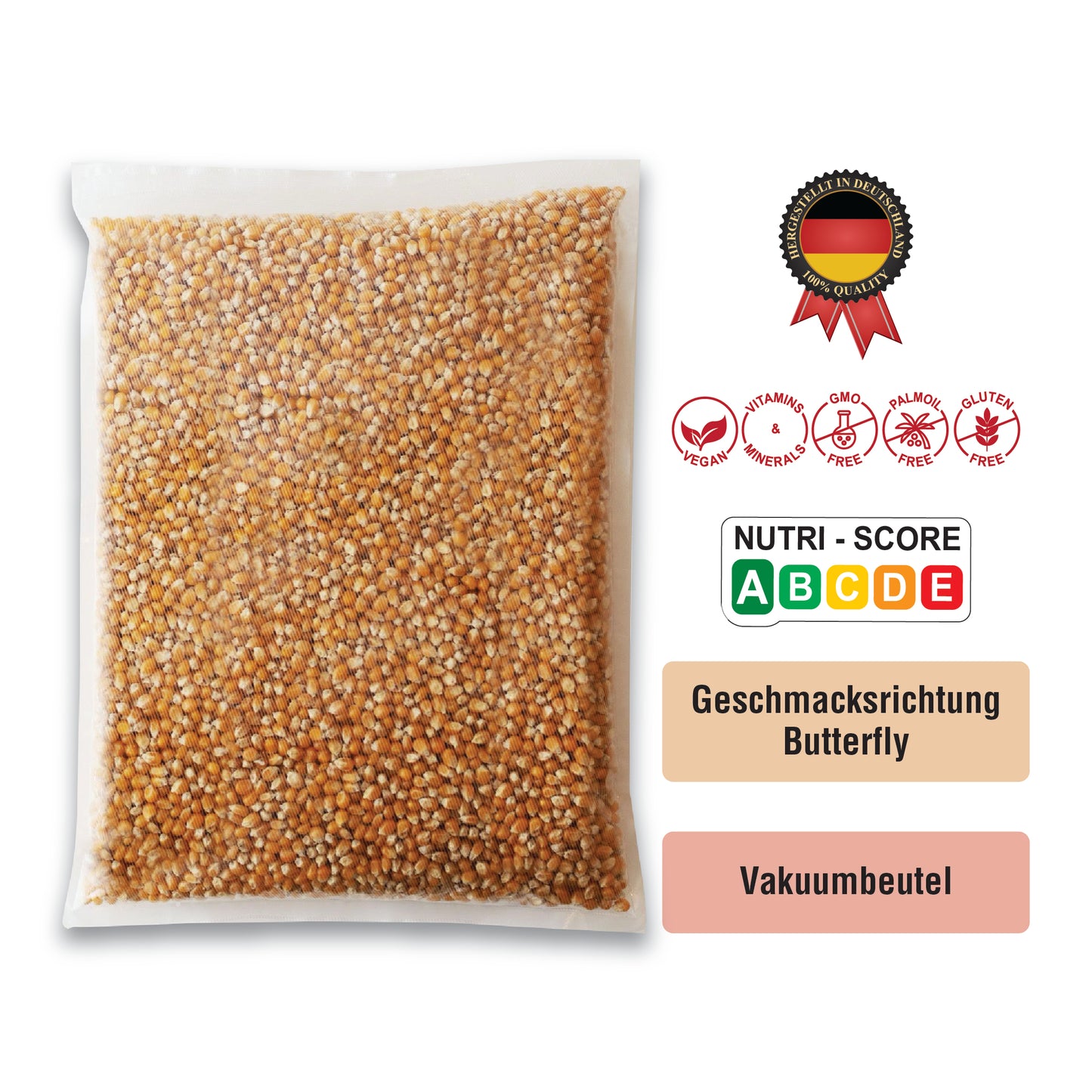 Popcorn Butterfly sans saveur d'Allemagne (4,50 € TVA 7% incluse/kg)